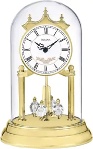 Bulova Mantle Clock Westminster Chime Crystalline Gold Pendulum - Picture 1 of 8