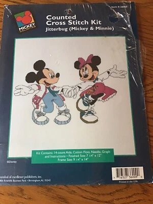 Cross-Stitch Kit "Jitterbug" Mickey & Minnie #36009 Mickey Unlimited New Disney - Image 1 of 2