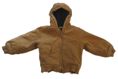 Boys Classic Carhartt Brown Canvas Jacket with Quilted Lining sz4 - Image 1 of 4