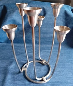 Georg Jensen "SWING" Tischleuchter für Stabkerzen - silberfarbig - Bild 1 von 4