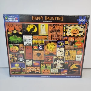2025 White Mountain Happy Haunting 1000 pc Halloween Puzzle Country Folk Tracy F - Picture 1 of 12