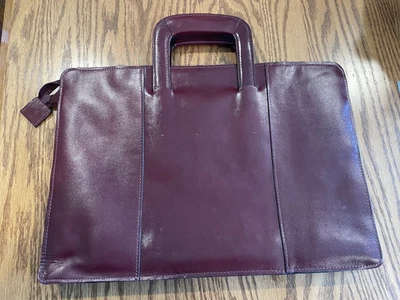 Maletín portafolio de cuero vintage borgoña 16" x 11" bolso adjunto Foto 1 de 4