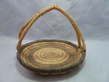 Native American Weave Basket Tray w Handle. Nice Design. Approx 7" W x 6"T