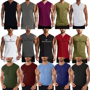 Mens Tank Tops Sleeveless T-shirts Gym Fitness Workout Muscle Shirts Sweatshirts - Picture 1 of 86