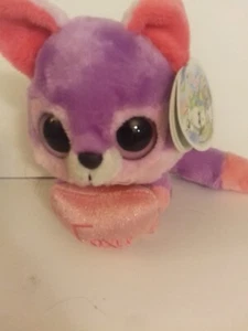 Aurora Valentine YooHoo Friends Foxy 5 Zoll rosa und lila Fuchs mit Herz - Bild 1 von 3