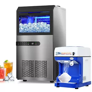 Commercial Ice Cube Maker & Ice Crusher Combo for Bar Restaurant and Home - Picture 1 of 13