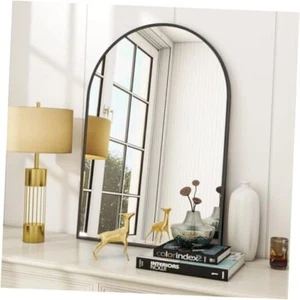 Arched Wall Mirror, 24 x 36 inch Arch Bathroom Mirror, Wall 24"x36" Black - Picture 1 of 8