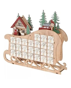 Adventskalender Weihnachten Holz LED Schlitten Kalender Individuell befüllbar - Bild 1 von 1