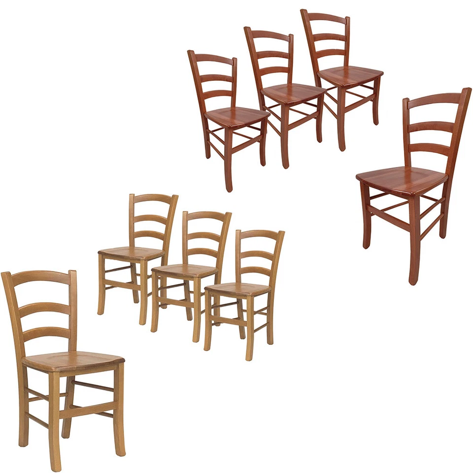 [2 COLORI] Set 4 Sedie da Cucina in Legno Massello 43x42x86 Made Italy - Paesana - Immagine 1 di 2