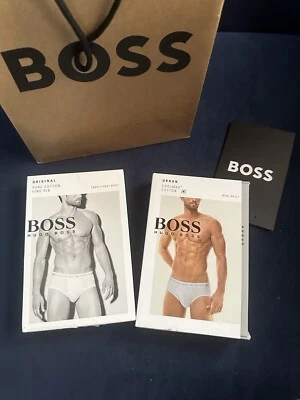 Hugo Boss Men Underwear Basics Pure Cotton Rib Traditional black Brief  Sz M - Image 1 of 4