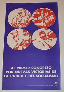 1975 Cuban Original Poster.Revolution Communist 1st Congress History.Cuba art. - Picture 1 of 7