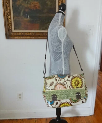 FOSSIL Color Coated Canvas Sz M Shoulder Crossbody Computer Bag Purse Handbag  - Image 1 of 4