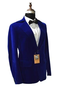 Special Gift For Him Blue Smoking Jacket Designer Party Wear Blazers Coat - Picture 1 of 4