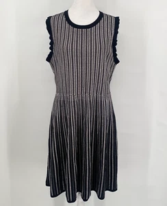 Kate Spade Dress Sz XL Black White Ribbed Knit Sleeveless Fit & Flare Quiet Luxe - Picture 1 of 17