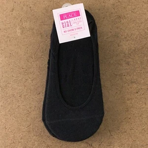 The Children's Place Girls Shoe Size 3-6 Large Black No Show Socks 3-Pack NWT - Picture 1 of 4
