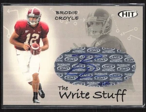 2006 SAGE HIT Write Stuff Autographs #/25 Brodie Croyle #WA3 Alabama - Picture 1 of 2