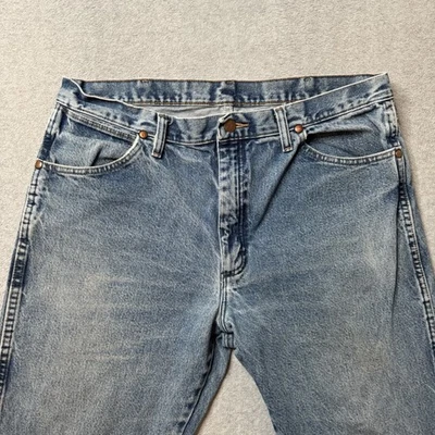 Pantalones de mezclilla Wrangler para hombre 36x32 azul algodón desteñido corte vaquero occidental 13MWZ adulto Foto 1 de 4