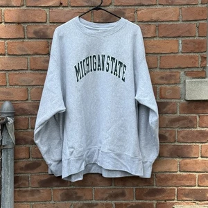 Champion Reverse Weave Michigan State Sweatshirt Gray MSU Spartans Size 2XL - Picture 1 of 5