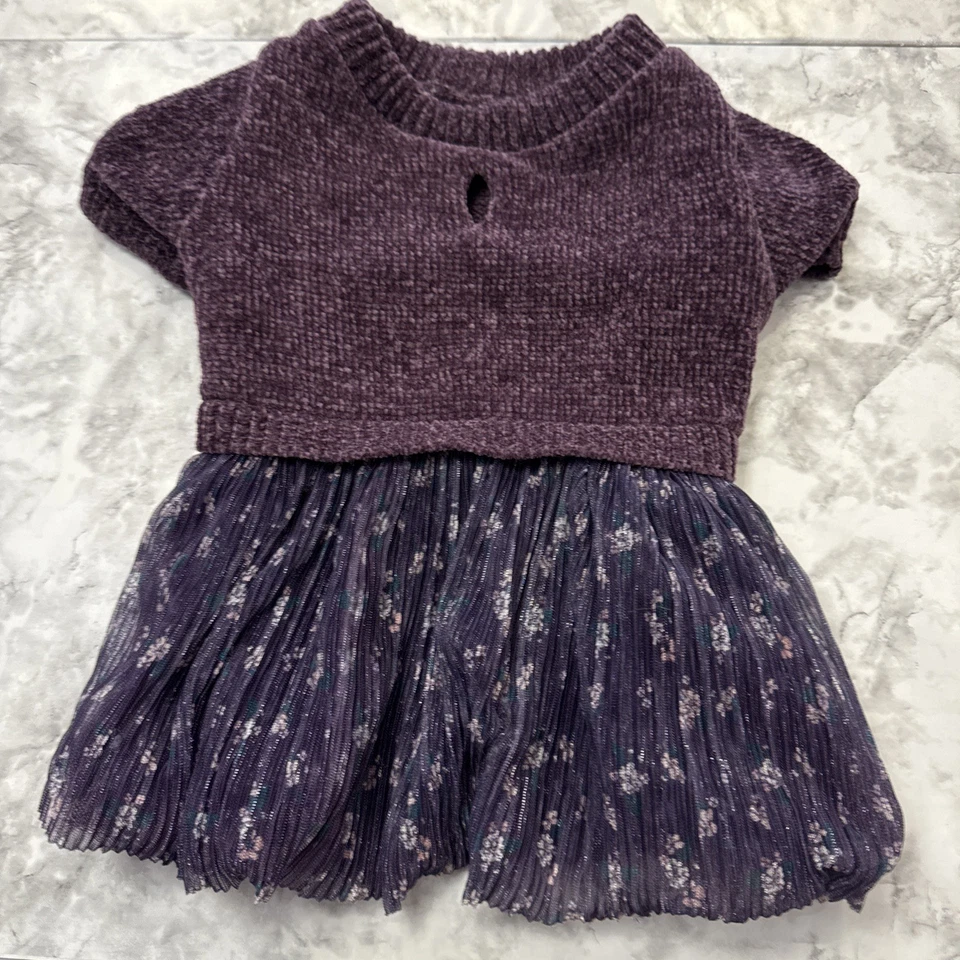 Dog/Cat Chenille and Tulle Dress. Polyester lining Purple size Medium - Image 1 of 4