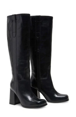 Free People Naomi Leather Tall Heel Boots in Black Women's Size  US 7.5 - Image 1 of 4