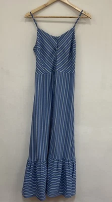 Tigerlilly Women’s Dress Size 10- Shoestring Strap Blue And White Stripe Maxi - image 1 of 4