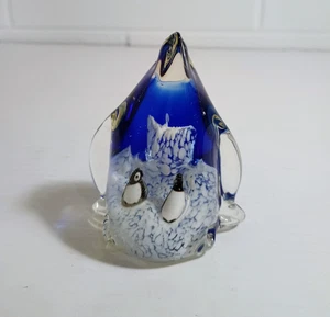 Murano style hand blown penguin art glass paper weight 2 babies - Picture 1 of 7