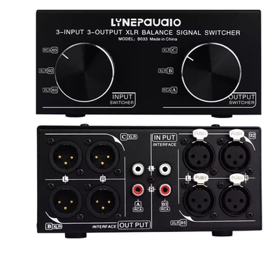 3 Input to 3 Output Fully Balanced XLR Signal Passive Stereo Selector Switcher / - Image 1 of 4