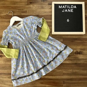 Matilda Jane You & Me Blue Robots Miss Roboto Green Long Sleeve Knit Dress 6   - Picture 1 of 9