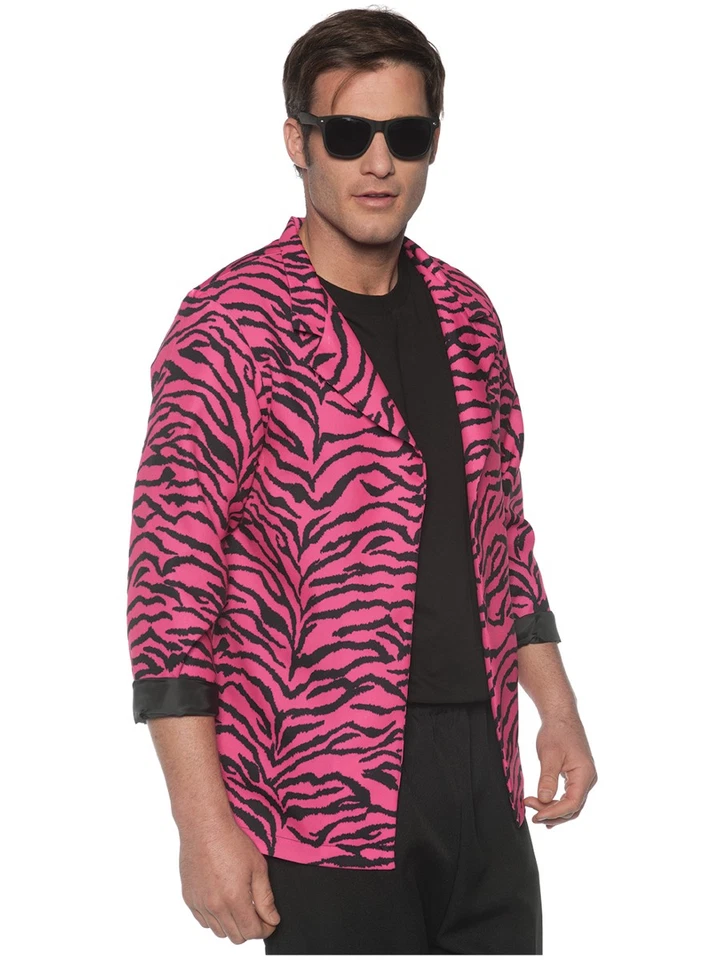 Jaqueta fantasia masculina blazer zebra rosa anos 80 - Imagem 1 de 1
