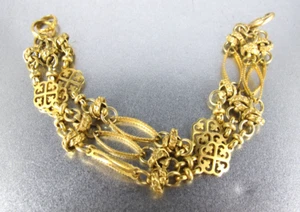 Vtg. Catherine Popesco Triple Strand Clover Fleurette Link Bracelet - Picture 1 of 8