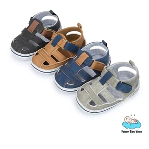 Rubber Sole New Fashion Canvas Boy Prewalk Infant Crib Baby Boy Sandals - Picture 1 of 18