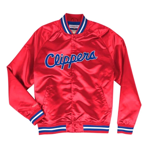 Men's Mitchell & Ness NBA Los Angeles Clippers Scarlet Lightweight Satin Jacket Cover