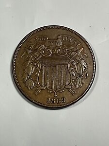 1869 TWO CENT PIECE CHOICE XF+ BETTER DATE VERY NICE EYE APPEAL