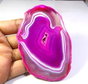 Slice Geode Cabs 93x61mm Pink Smooth Agate SLICE 303Cts Natural Gemstone BS-1033 - Picture 1 of 9
