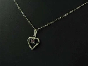 835 Argento Catena & Cuore Ciondolo Con Spinello Ricoperto/Liebe / Vero 36,0 CM - Foto 1 di 4