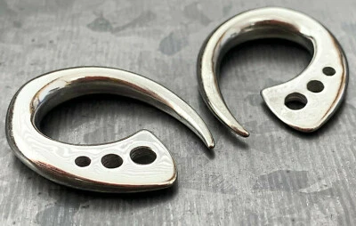 PAIR Surgical Steel Terrestrial Fin Tapers Ear Plug Earring Gauge Lobe Expander - Image 1 of 4