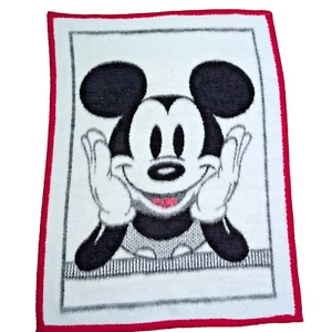Vintage Walt Disney Co Topolino piccola coperta lancio nero bianco rosso 36x28in - Foto 1 di 5