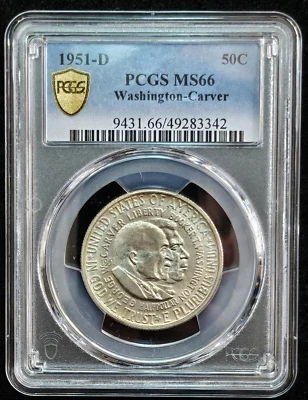 1951-D Washington- Carver Half Dollar- PCGS Graded MS66 Lustrous Specimen - Image 1 of 4