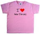 I Love Heart New Jersey Pink Kids T Shirt