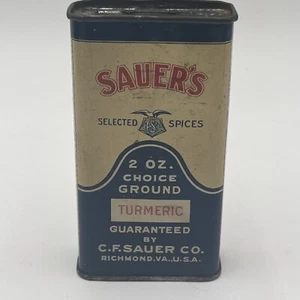 Vintage 1920's-1930's C. F. Sauer's Ground Choice Turmeric Tin, 2 Oz. - Picture 1 of 8