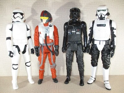 Star Wars Figures Lot 4: Stormtrooper, Poe Dameron, Imperial Patrol, & Tie Pilot - image 1 of 4