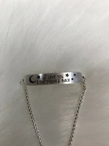 I Love You 2 The Moon & Back Adjustable Chain Bracelet Cubic Zirkonia HAND MADE - Bild 1 von 10