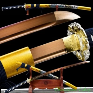 1095 Carbon Steel Bake-gold Blade Samurai  Sword Japanese Katana #2054 - Picture 1 of 24