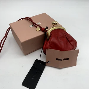 Miu Miu necklace Mini Bag NEW woven Strap red leather purse cute - Picture 1 of 13