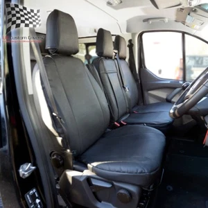 FORD TRANSIT CUSTOM SPORT (2013-2023) FRONT SEAT COVERS LEATHERETTE BLACK 1132 - Picture 1 of 24