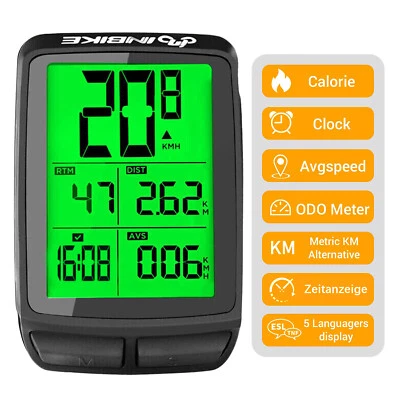 Kabellos Funk Fahrradcomputer LCD Fahrrad Tachometer Radfahren Kilometerzähler - Bild 1 von 4