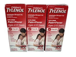 (3) Children's Liquid Tylenol Dye free  Cherry Flavor 07/2025 - Picture 1 of 4