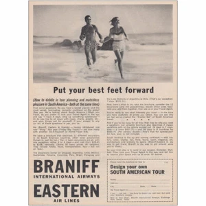 1962 Braniff Airways, Eastern Airlines: Best Feet Forward Vintage Print Ad - Bild 1 von 1