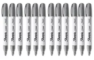 Sharpie Oil Based Paint Marker Pen Silver Medium Tip 12 Pack - Picture 1 of 2