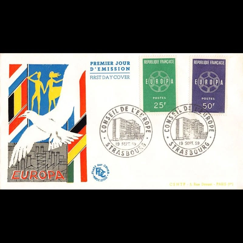 FDC JF -  Europa - oblit ill conseil de l'europe 19/9/59 Strasbourg - Photo 1/1